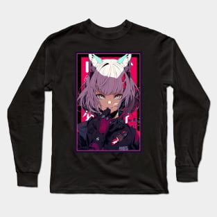 Anime Cat Girl | Quality Anime Design | Chibi Cat Girl Miaw | Manga Anime Art Long Sleeve T-Shirt